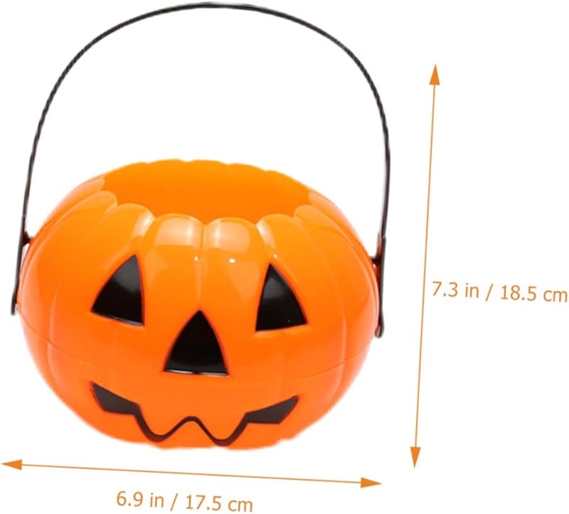 Vibrant Orange Halloween Pumpkin Bucket Candy Pail Reusable for Treats and Parties - Image 3